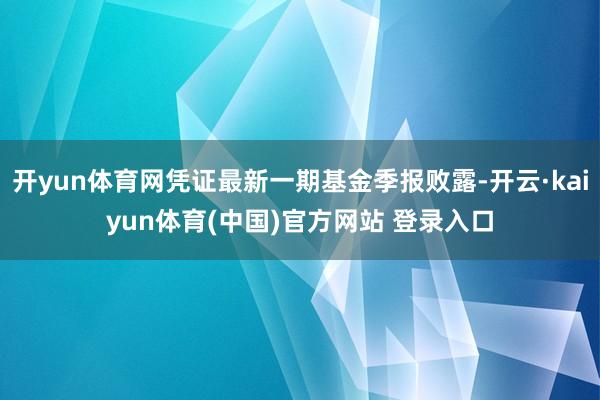 开yun体育网凭证最新一期基金季报败露-开云·kaiyun体育(中国)官方网站 登录入口