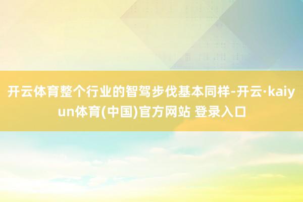 开云体育整个行业的智驾步伐基本同样-开云·kaiyun体育(中国)官方网站 登录入口